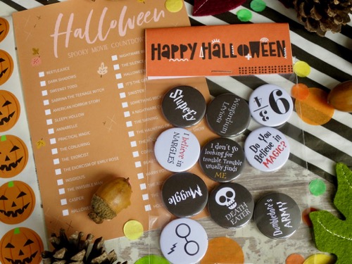 Spooky harry potter inspired badges